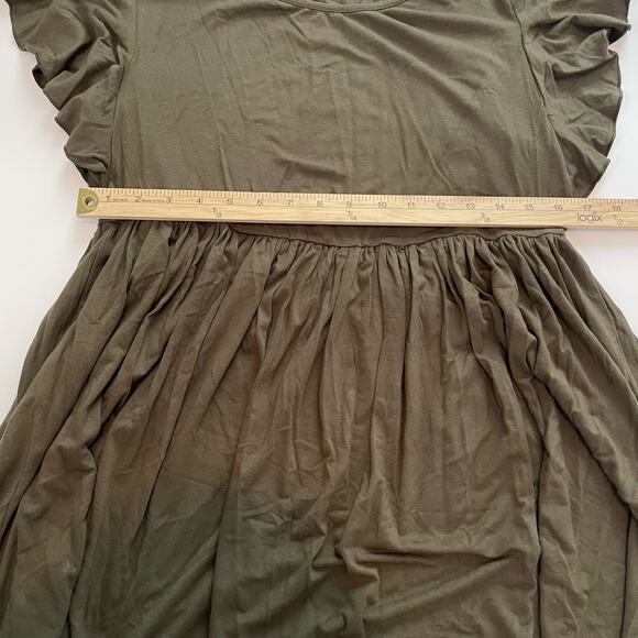 NWT Hotouch Size M Olive Green Blouse Flutter Sleeves - Picture 5 of 6